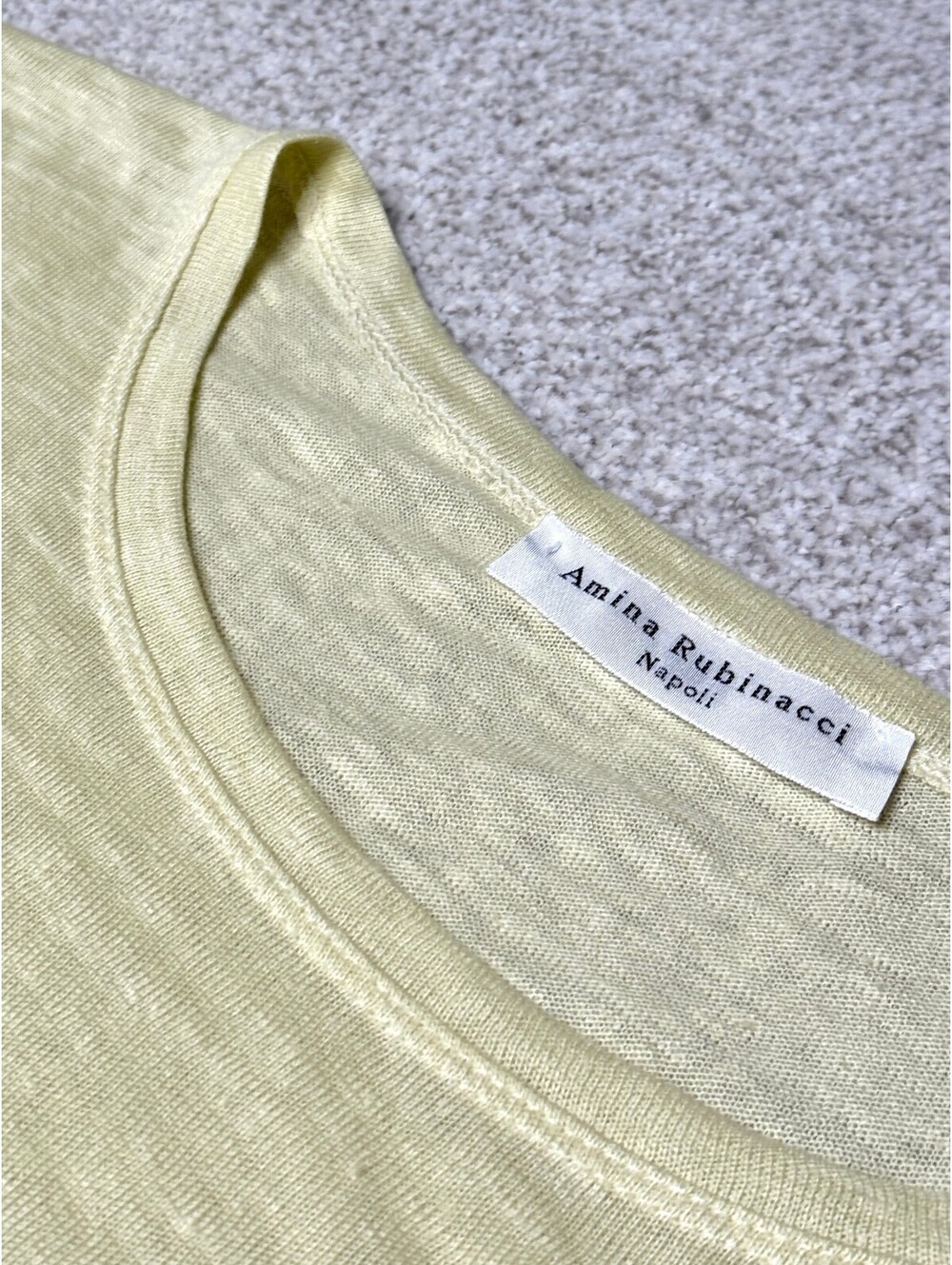 Amina Rubinacci Napoli 100% Linen Yellow Short Sleeve Tee Size 44 Italy